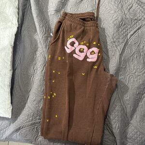 Brown Kids Joggers with Pink and Yellow Accents